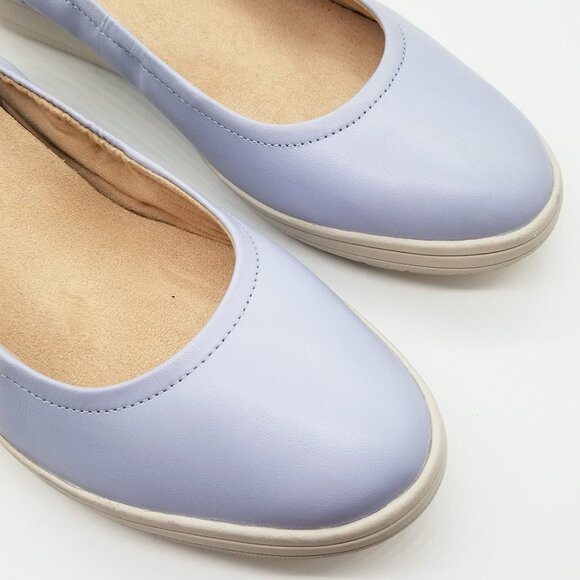 Vionic Women's Jacey Wedge Heel Size 10 Slip On Comfort Blue Haze Leather/Nubuck - Picture 11 of 16